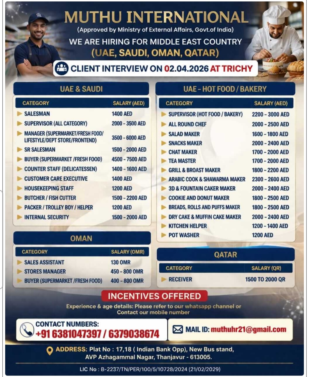 HIRING FOR MIDDLE EAST COUNTRY