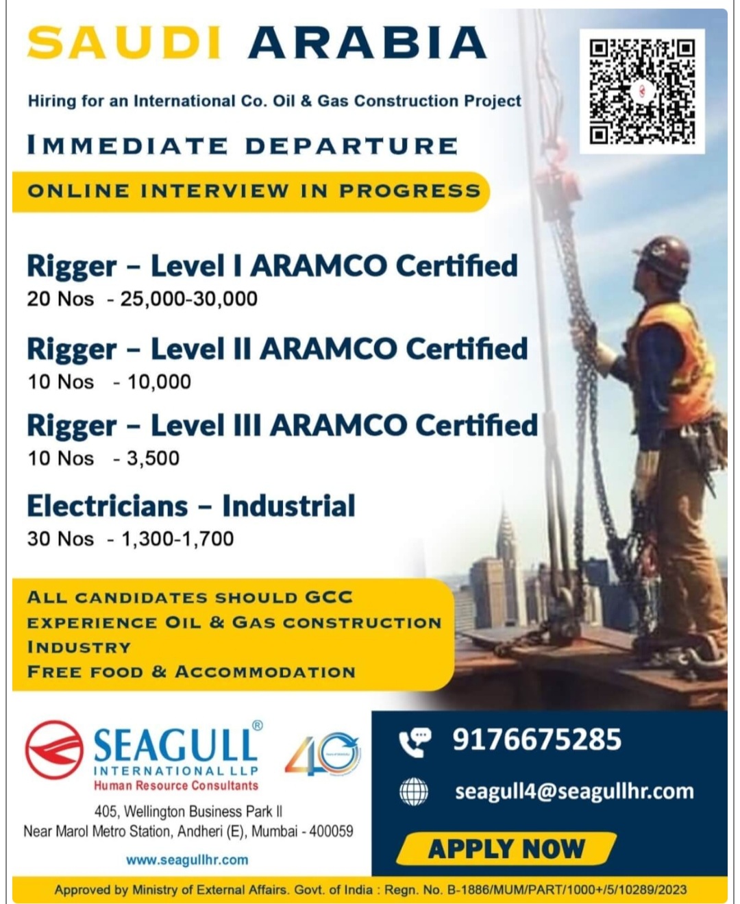 HIRING FOR OIL AND GAS LONG TIME PROJECT