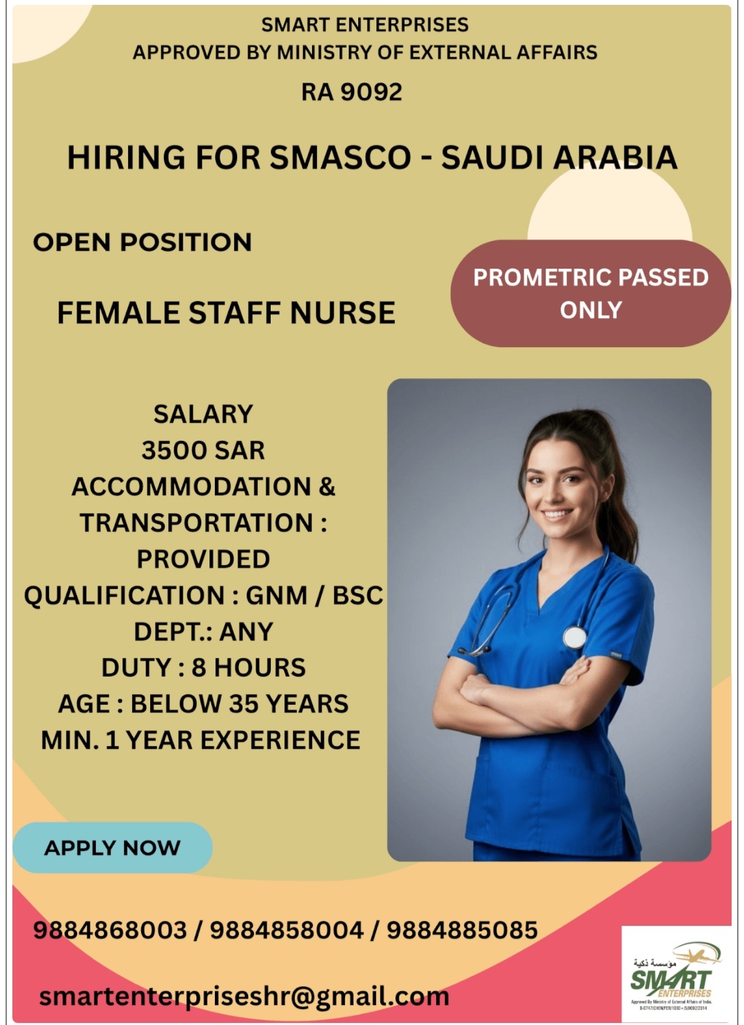 HIRING FOR SMASCO SAUDI ARABIA