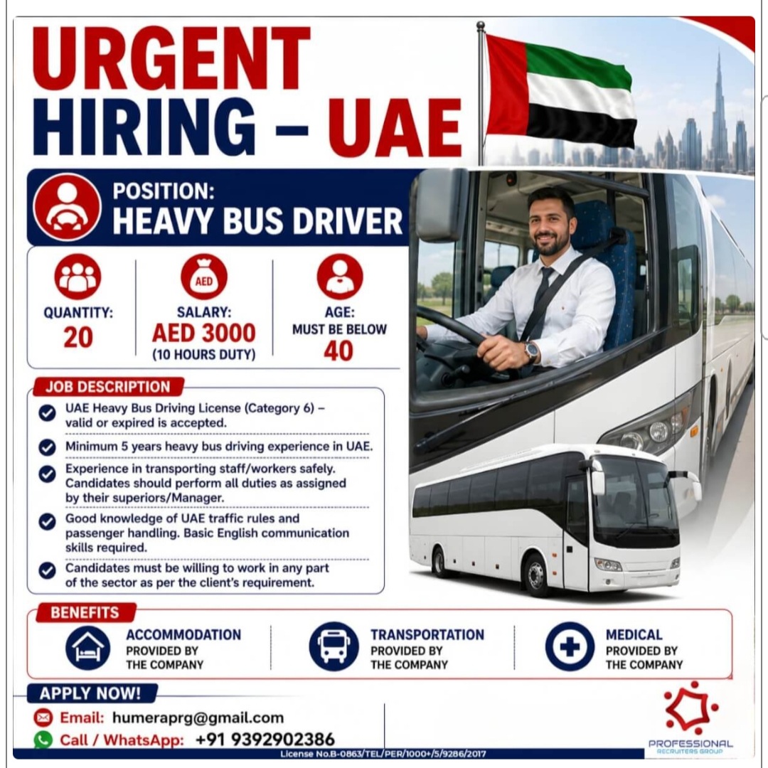 HIRING HEAVY BUS DRIVER FOR UAE