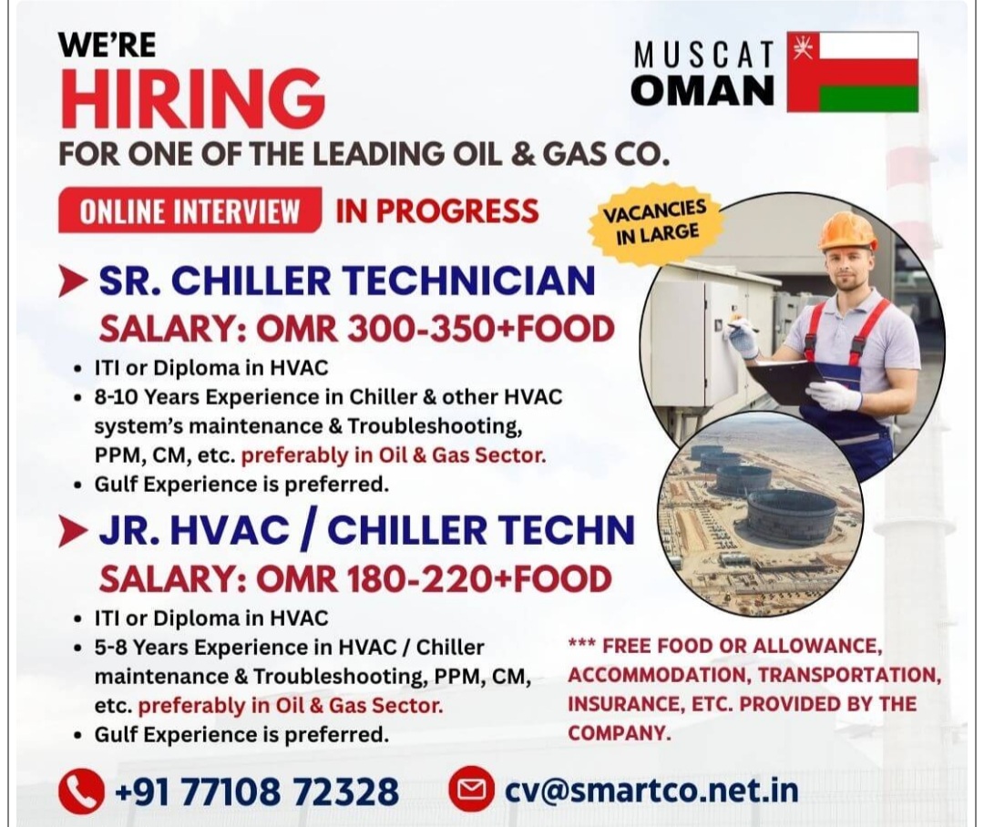 HIRING MUSCAT OMAN FOR ONE OF THE LEADING OIL & GAS CO.