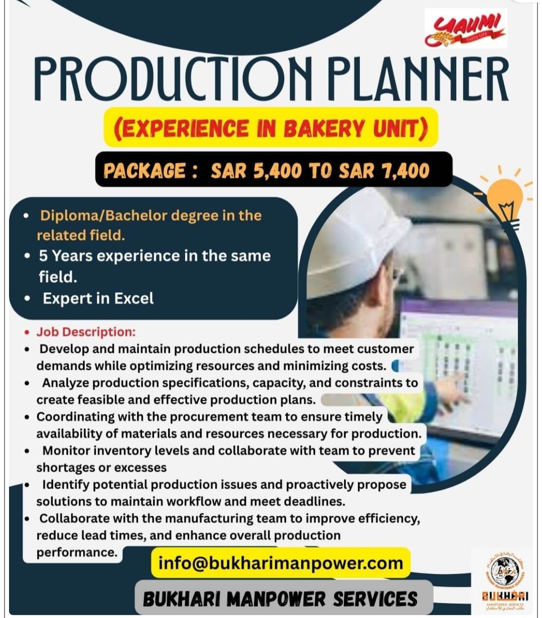HIRING PRODUCTION PLANNER IN BAKERY UNIT