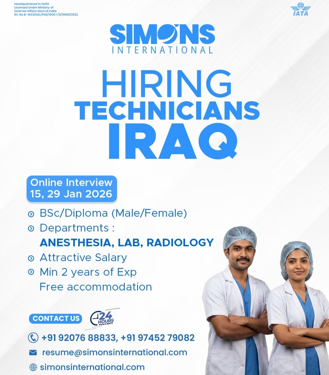 HIRING TECHNICIAN AT IRAQ