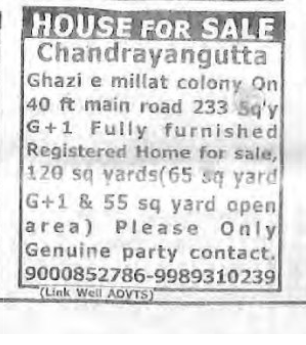 HOUSE FOR SALE