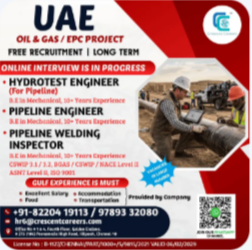 HYDROTEST ENGINEER / PIPELINE ENGINEER
