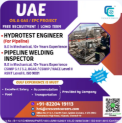 HYDROTEST ENGINEER / PIPELINE WELDING INSPECTOR