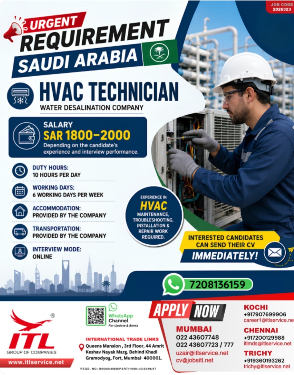 IMMEDIATE HIRINGS FOR SAUDI ARABIA