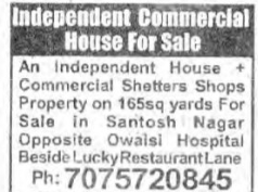 Independent Commercial House For Sale