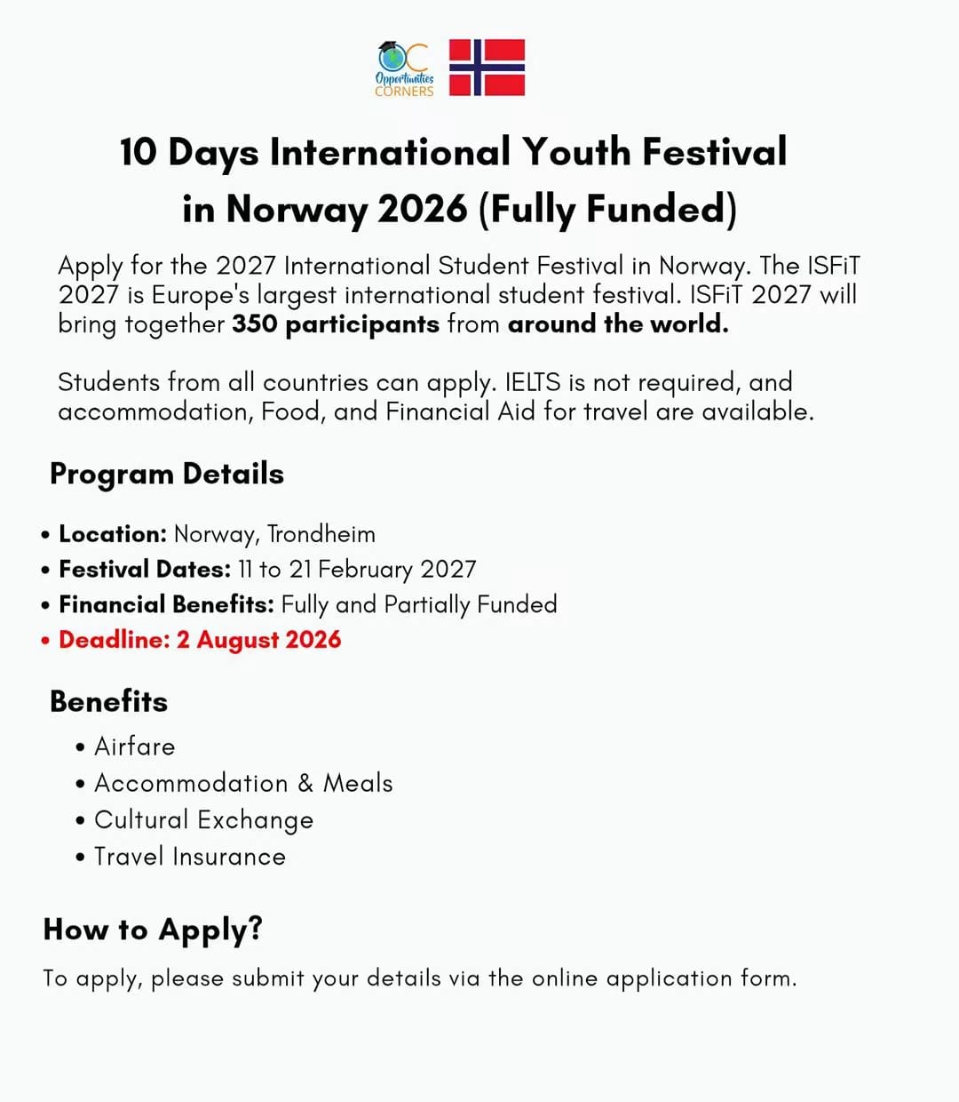 International Student Festival in Norway 2027 (Fully Funded)