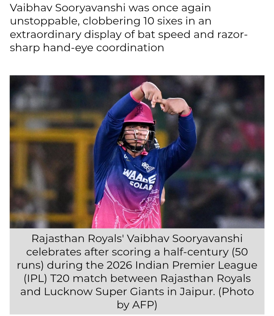 IPL 2026: Sooryavanshi Helps Rajasthan Royals Beat LSG By 7 wickets