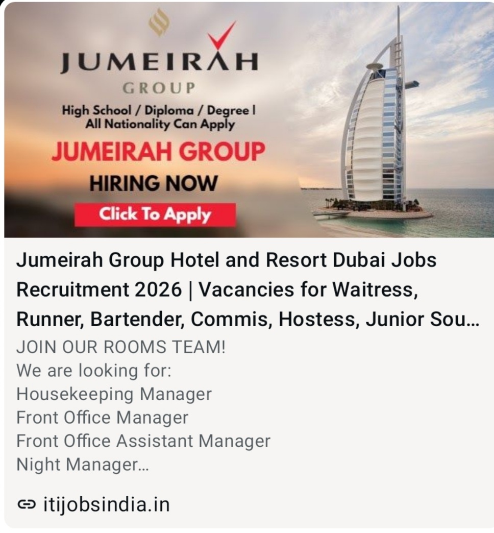 JUMEIRAH GROUP HOTEL AND RESORT IS HIRING