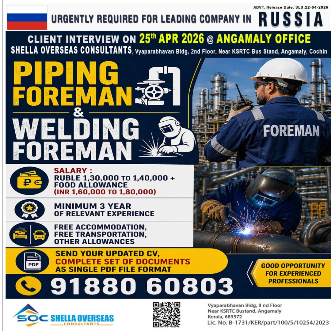 LEADING COMPANY IS HIRING FOR SAUDI ARABIA