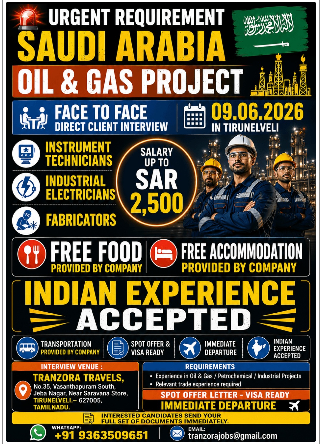 LEADING OIL AND GAS COMPANY IS HIRING FOR SAUDI ARABIA