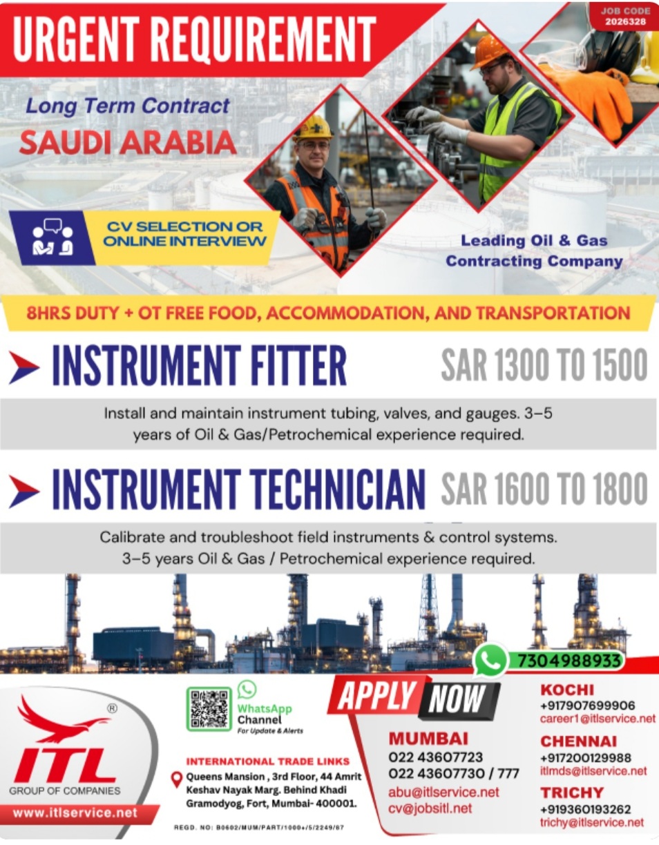 LEADING OIL AND GAS CONTRACTING COMPANY IS HIRING FOR SAUDI ARABIA