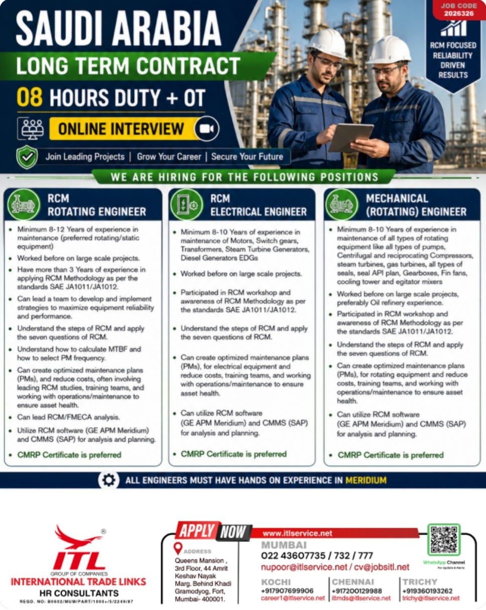 LONG TERM CONTRACT HIRING FOR SAUDI ARABIA
