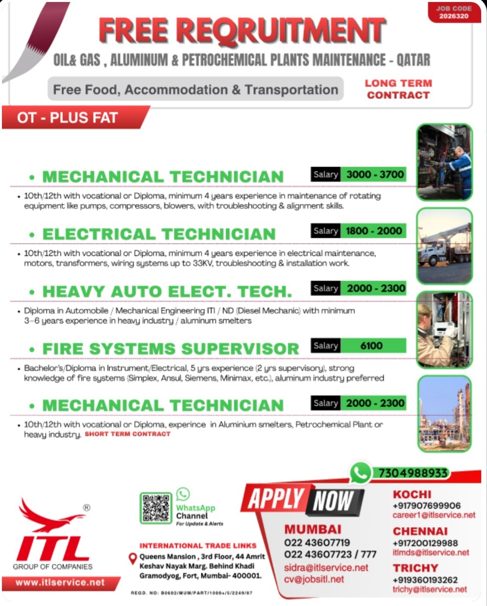 LONG TERM CONTRACT RECRUITMENT FOR QATAR