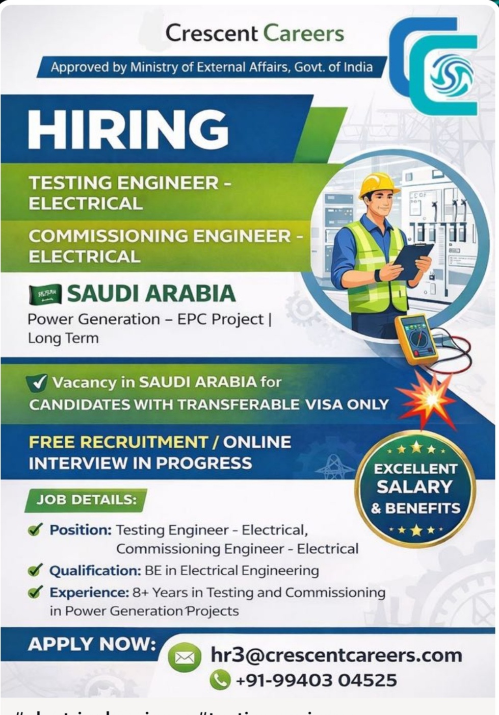 LONG TERM EPC PROJECT HIRING AT SAUDI ARABIA