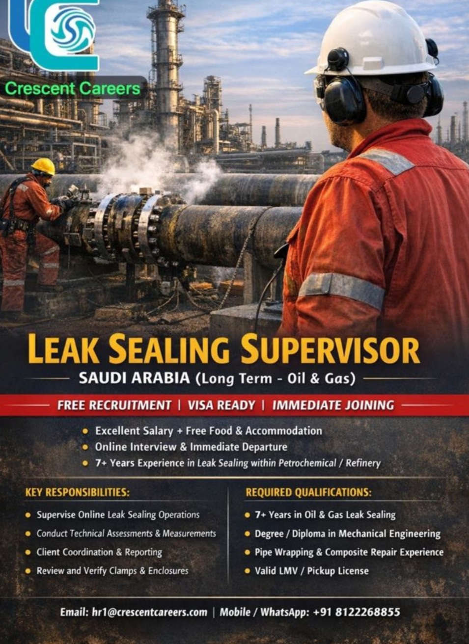 LONG TERM OIL AND GAS PROJECT RECRUITMENT AT SAUDI ARABIA