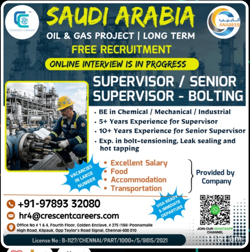 LONG TERM PROJECT RECRUITMENT AT SAUDI ARABIA