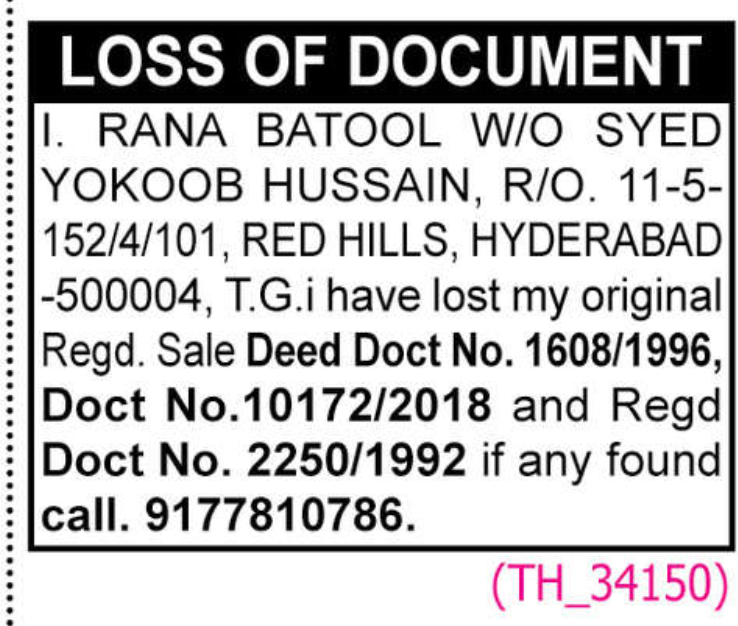 LOST OF DOCUMENT