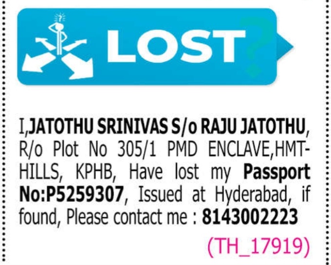 LOST OF PASSPORT
