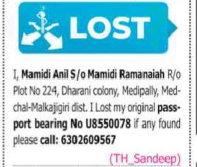 LOST OF PASSPORT