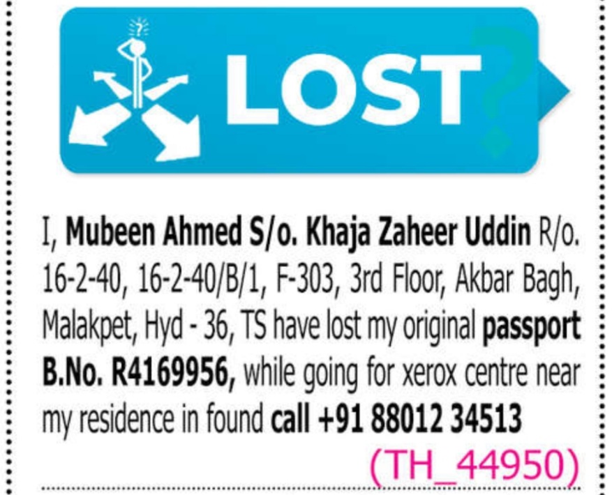 LOST OF PASSPORT