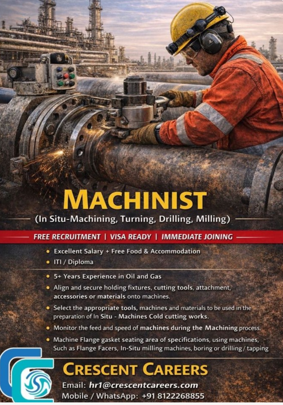 MACHINIST RECRUITMENT AT SAUDI ARABIA