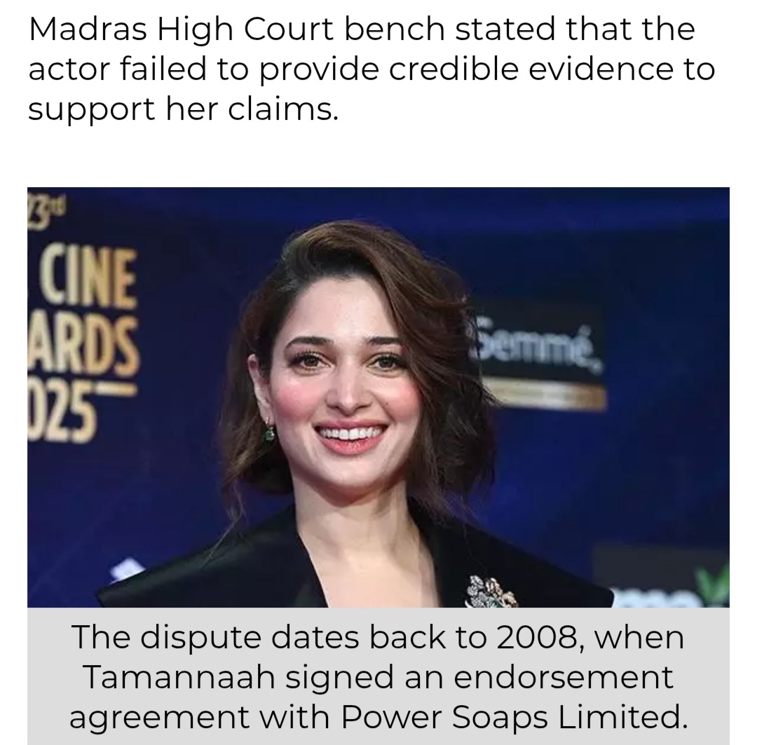Madras HC Dismisses Tamannaah Bhatia’s ₹1 Crore Compensation Appeal