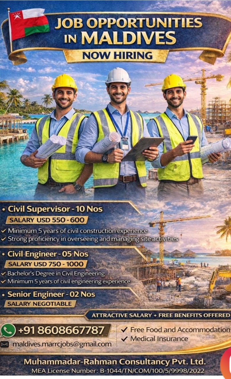 MALDIVES JOB VACANCY FOR CIVIL ENGINEER