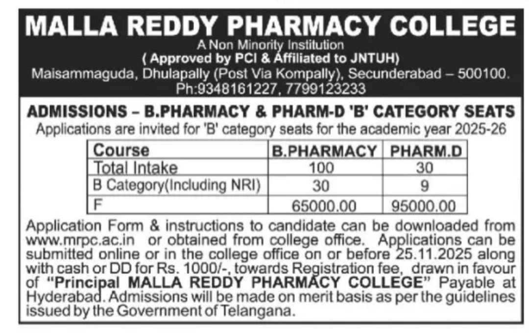 MALLA REDDY PHARMACY COLLEGE