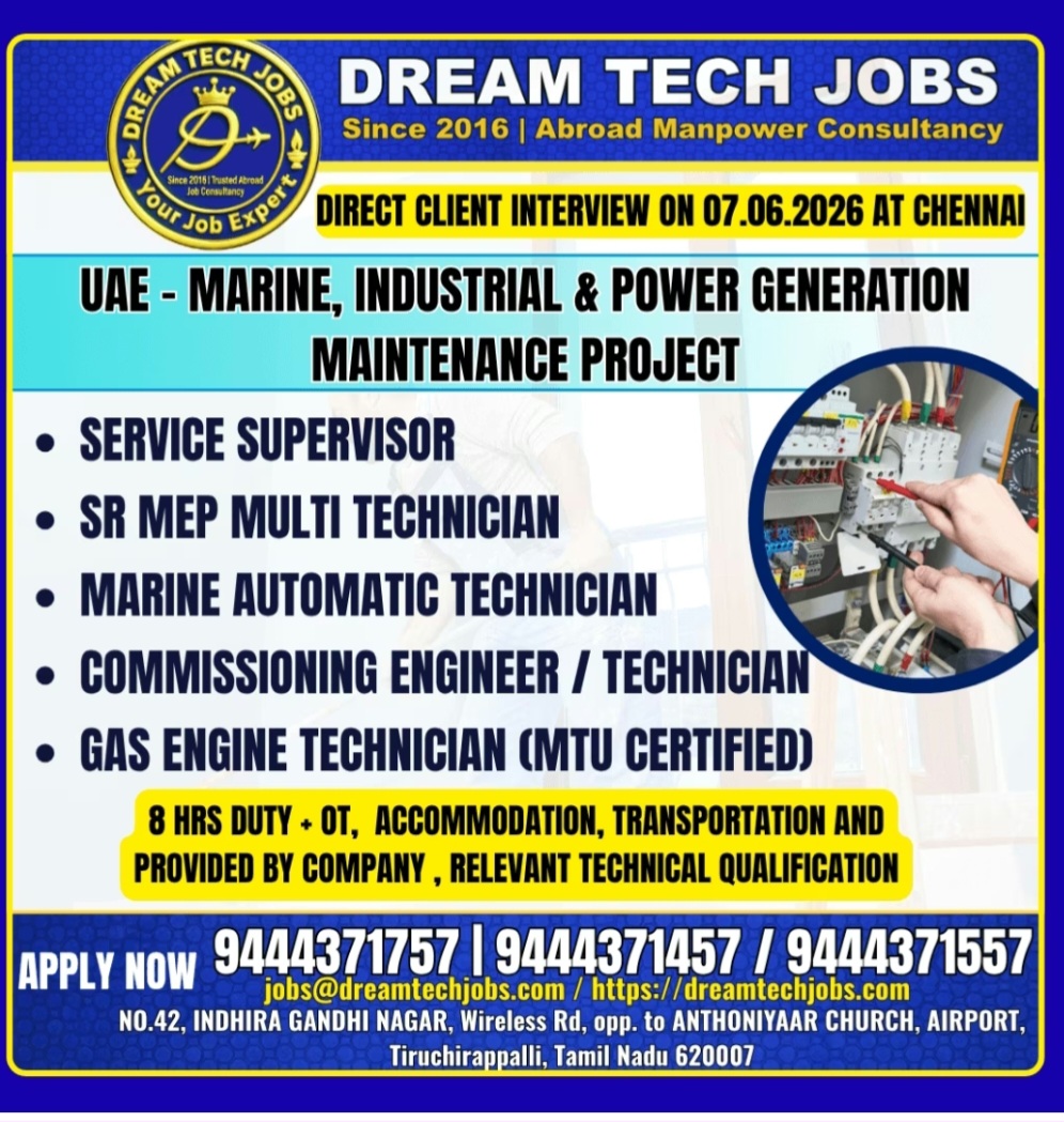 MARINE INDUSTRIAL &POWER GENERATION MAINTENANCE PROJECT HIRING FOR UAE