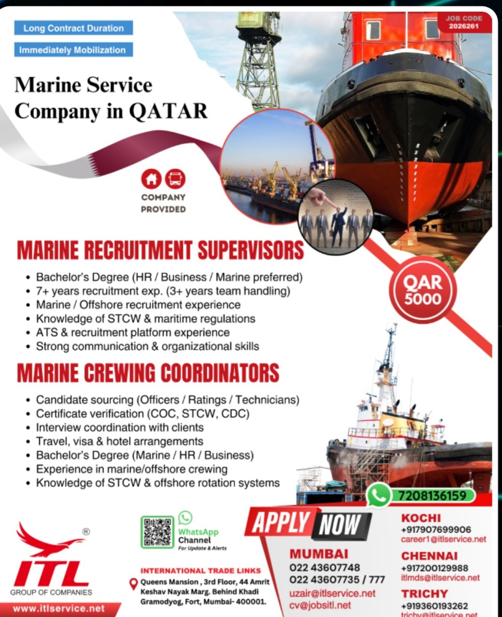 MARINE SERVICES IN QATAR IS RECRUITING