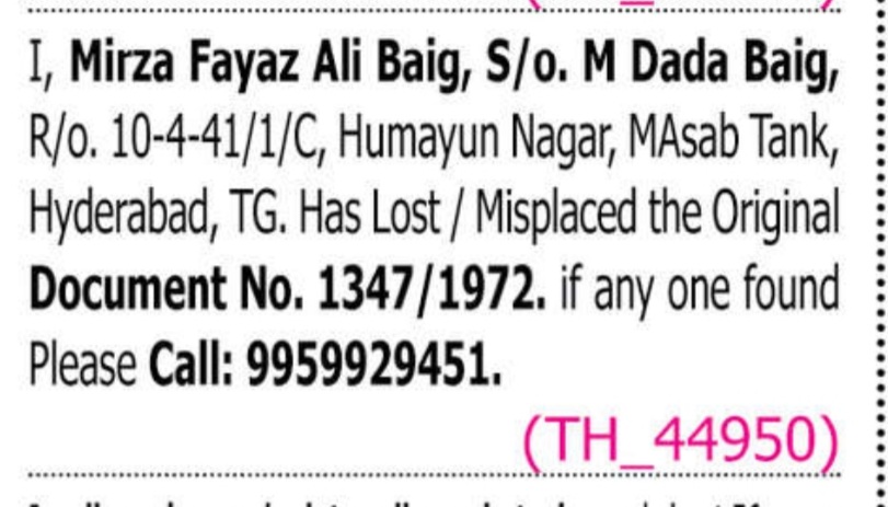 MISPLACED OF DOCUMENTS