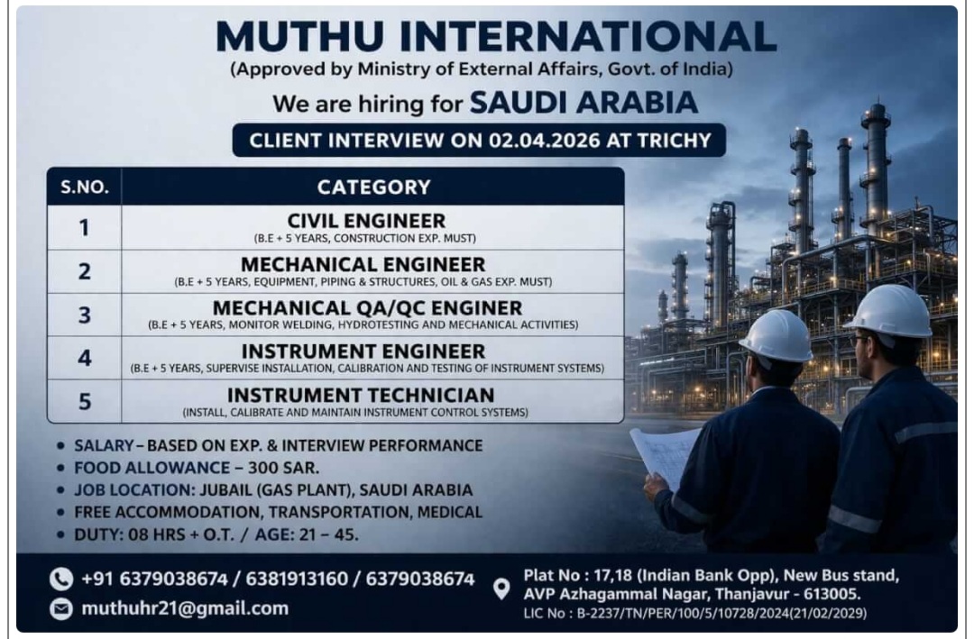MULTIPLE JOB VACANCIES AT SAUDI ARABIA