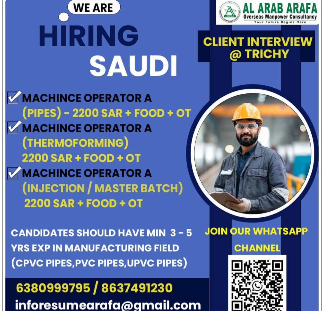 MULTIPLE JOB VACANCIES AT SAUDI ARABIA