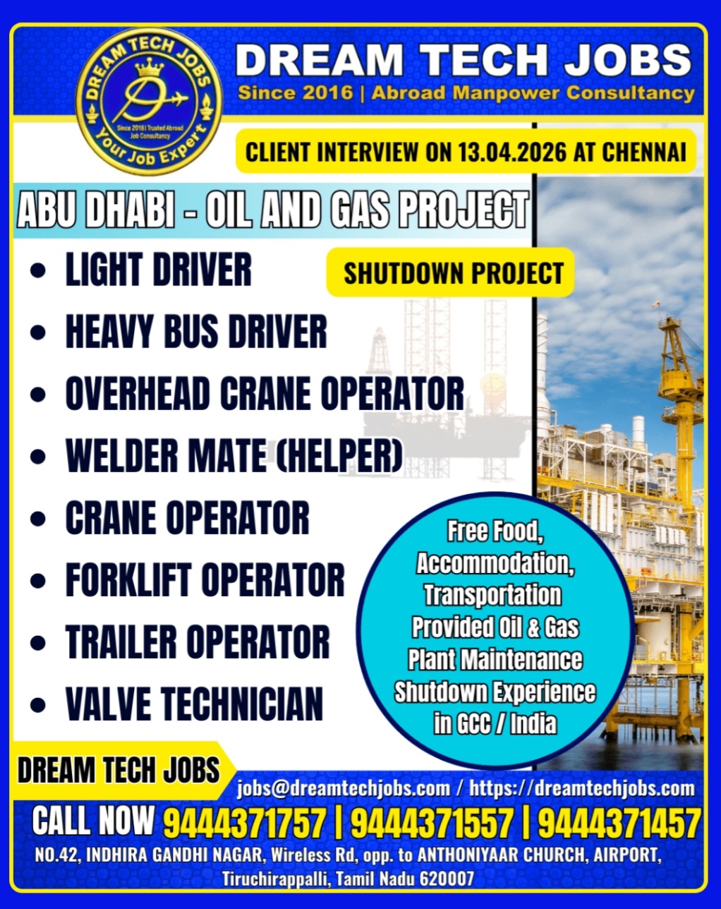 MULTIPLE JOB VACANCIES AT SHUTDOWN PROJECT IN ABU DHABI