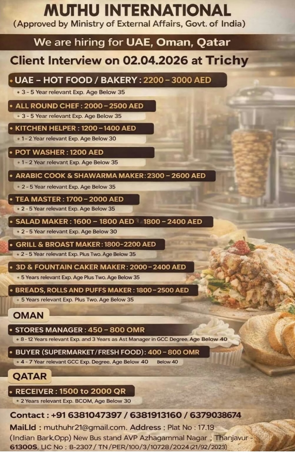 MULTIPLE JOB VACANCIES AVAILABLE AT UAE ,OMAN AND QATAR