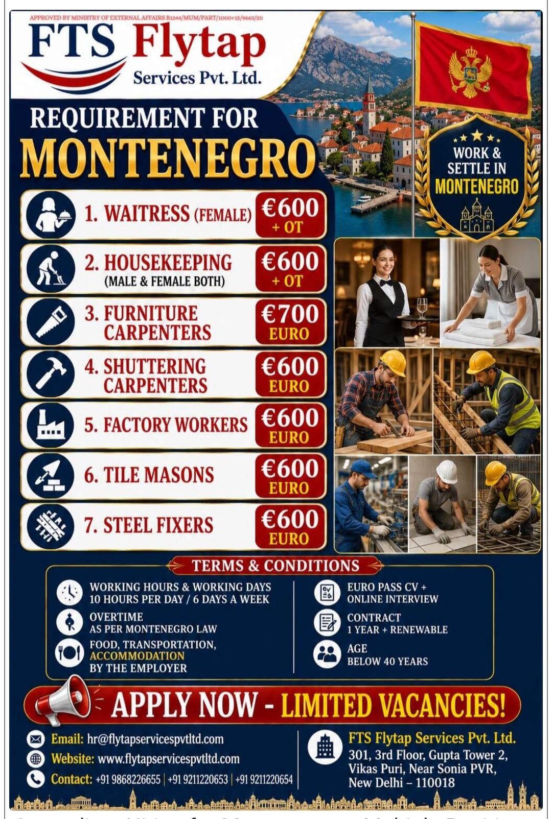MULTIPLE JOB VACANCIES FOR MONTEGRO