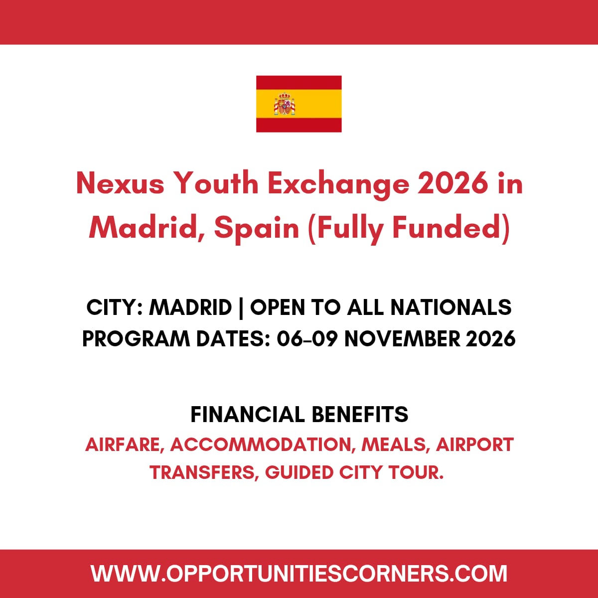 Nexus Youth Exchange 2026 in Madrid, Spain (Fully Funded)