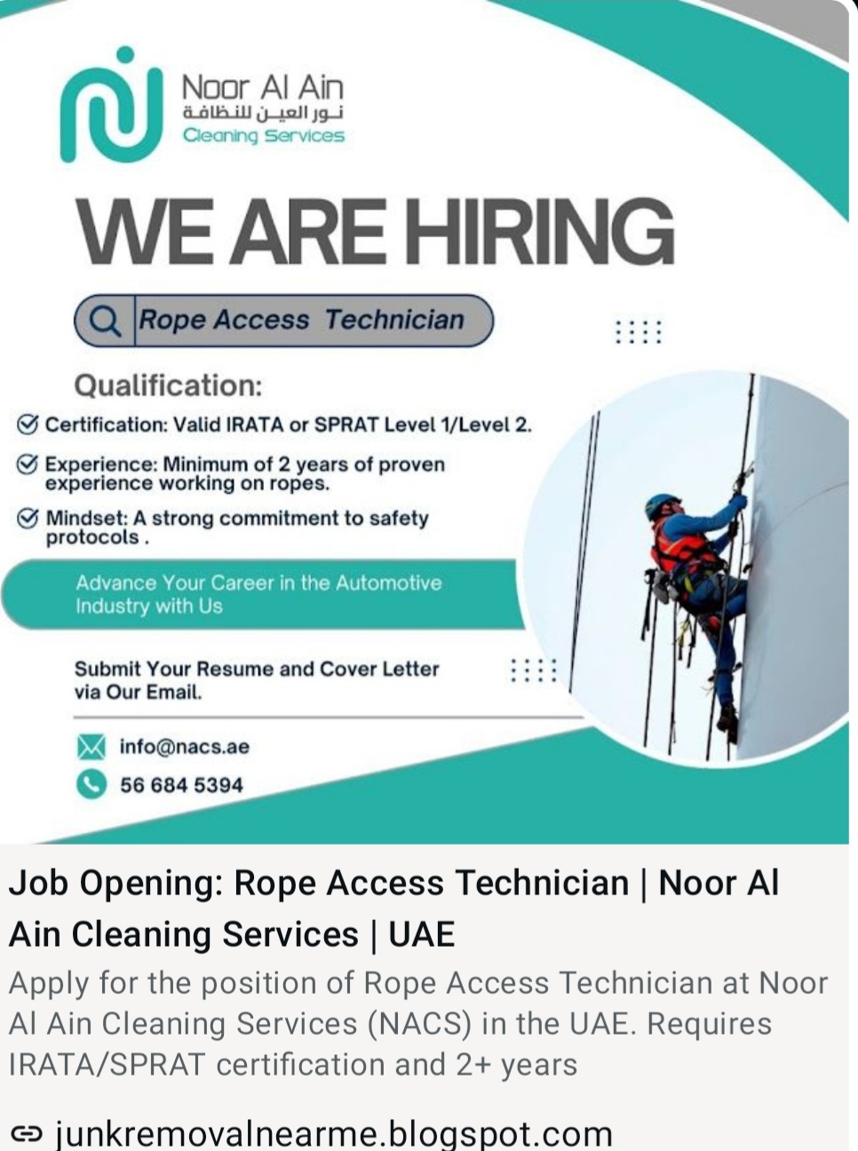NOOR AL AIN CLEANING SERVICES IS HIRING AT UAE