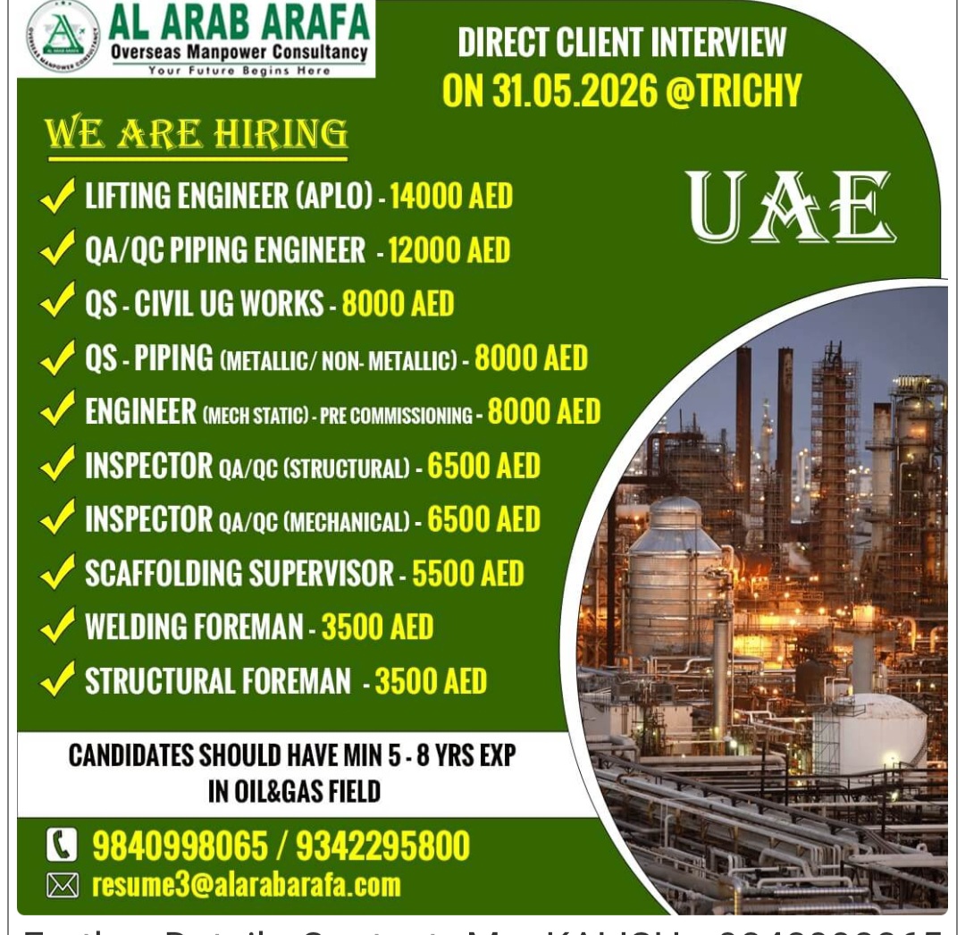 OIL AND GAS FIELD HIRINGS FOR SAUDI ARABIA