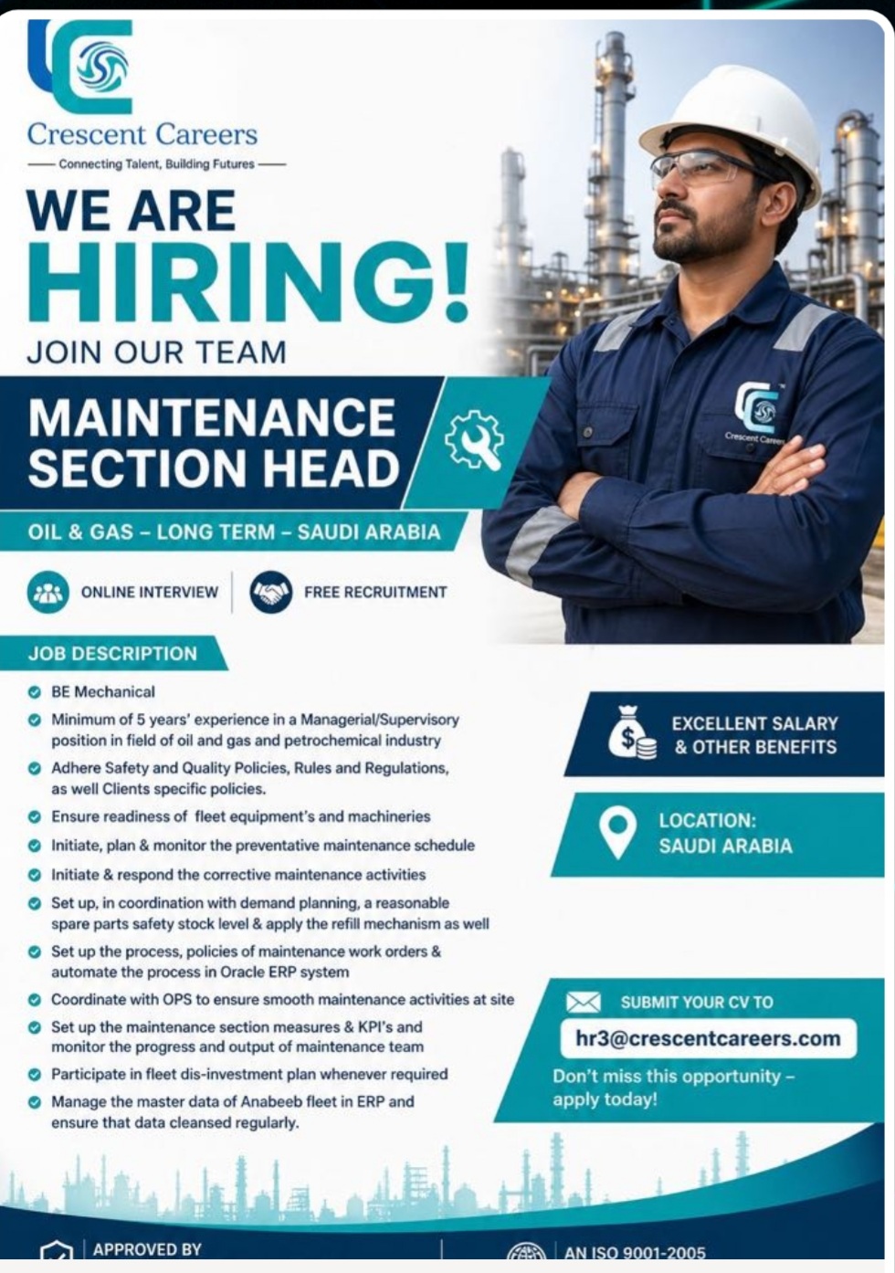 OIL AND GAS LING TERM PROJECT RECRUITMENT FOR SAUDI ARABIA