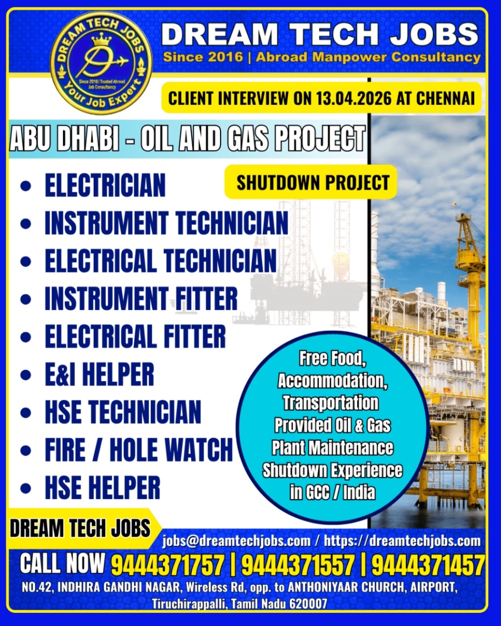 OIL AND GAS PROJECT REQUIREMENT AT ABU DHABI