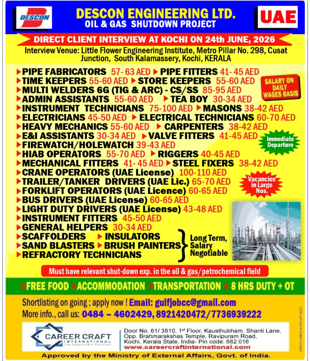 OIL AND GAS SHUTDOWN PROJECT IS HIRING FOR UAE