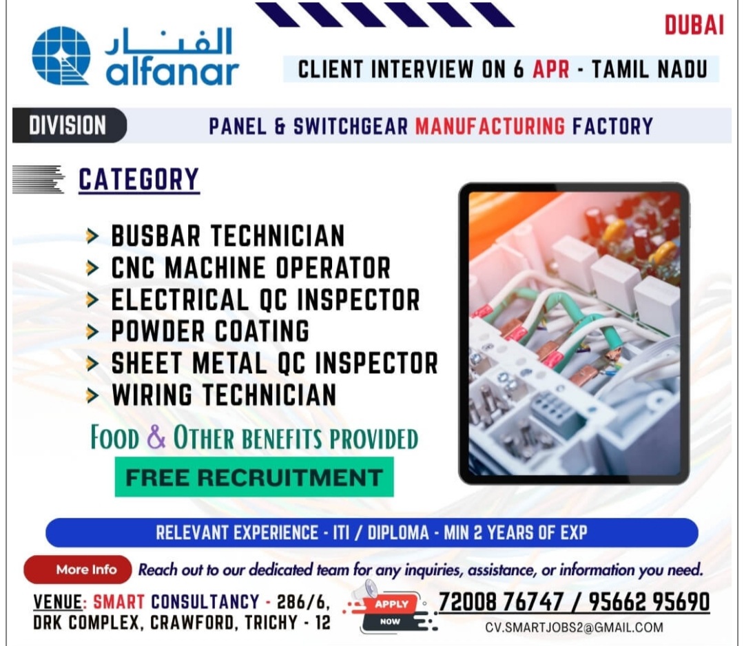 PANEL AND SWITCH GEAR MANUFACTURING FACTORY IS RECRUITING