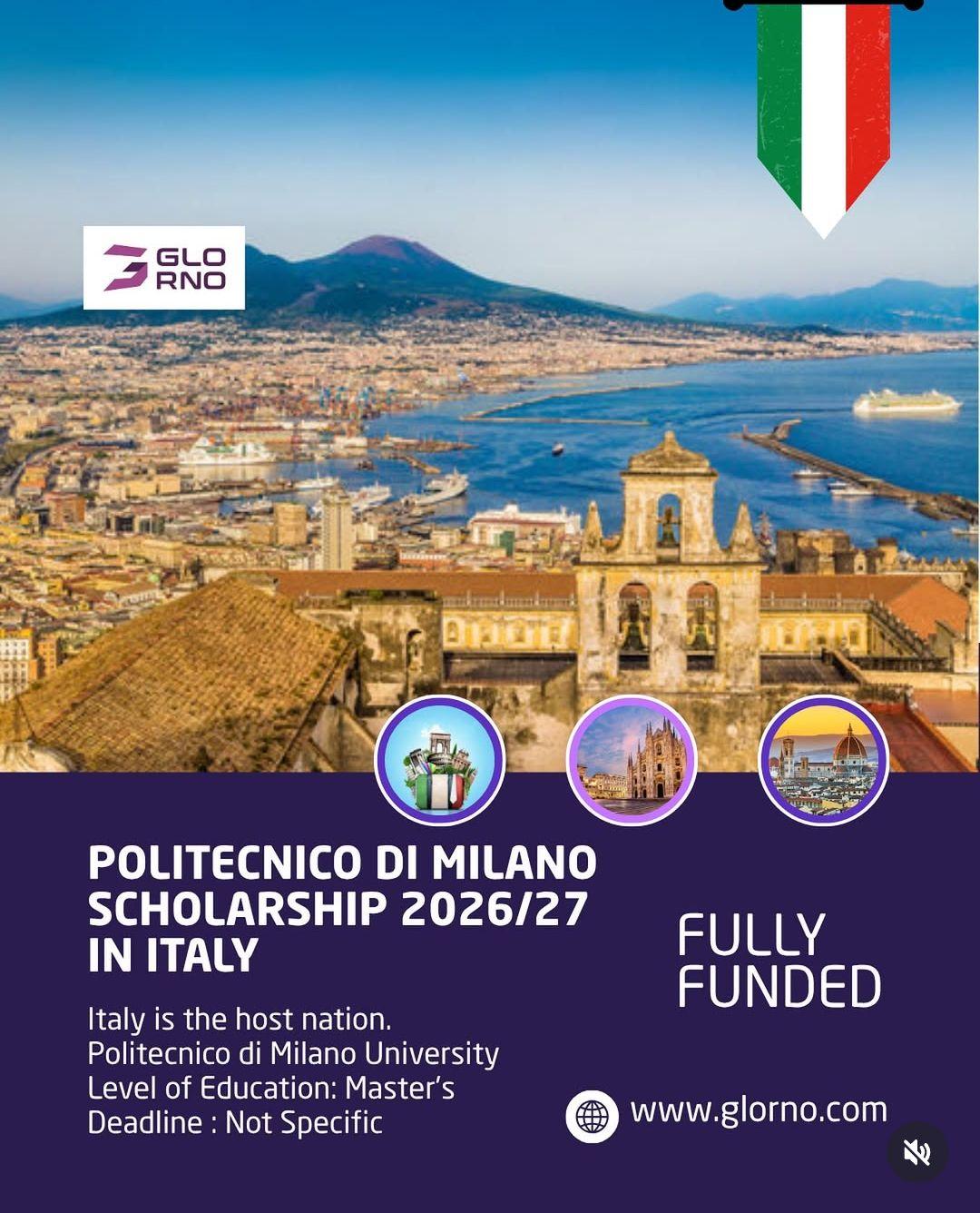 POLITECNICO DI MILANO SCHOLARSHIP  2026/2027 IN ITALY
