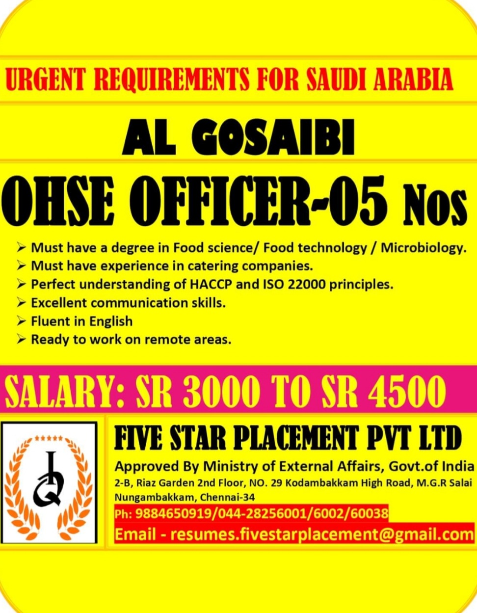 RECRUITMENT FOR OHSE OFFICER