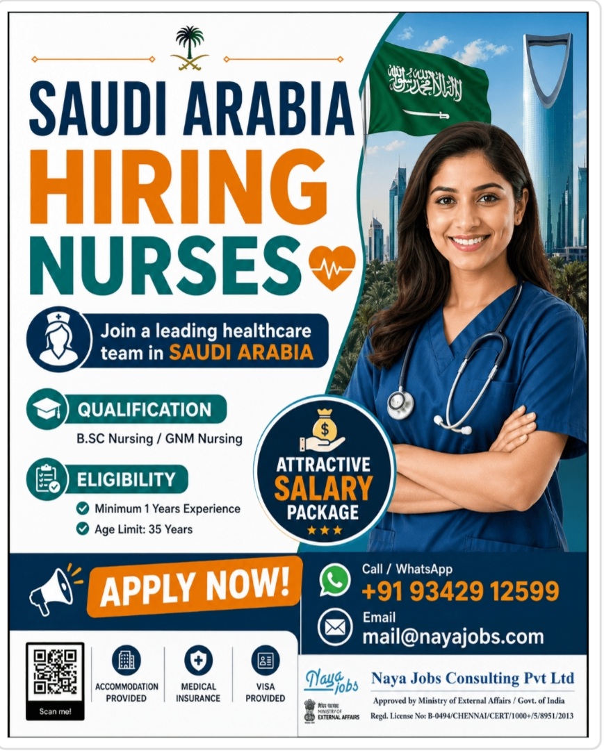 RECRUITMENT FOR STAFF NURSES FOR SAUDI ARABIA