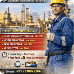 REQUIREMENTS FOR QATAR – ONLINE CLIENT INTERVIEW ON APRIL 1ST WEEK AT CHENNAI